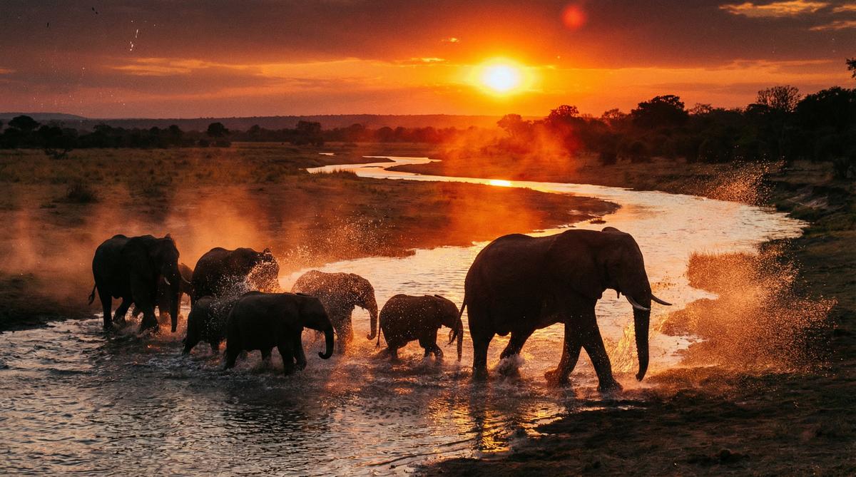 小马拉大车非洲象群视频